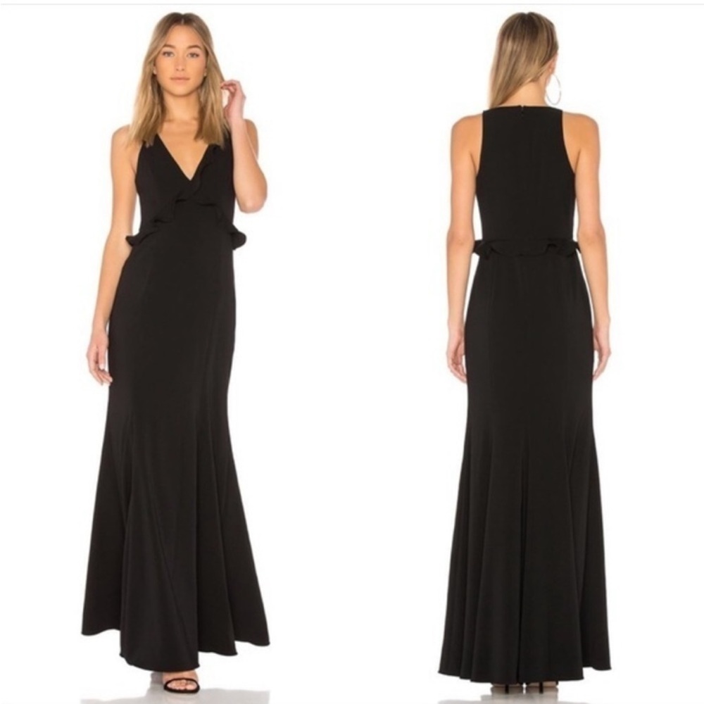 Jay Godfrey Joseph asymmetric ruffle gown black size 4n